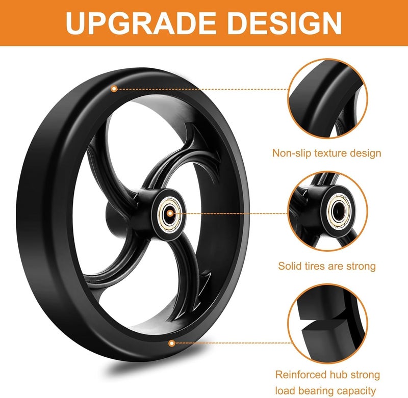 CANWUPON 2 PCS 7-Inch Walker Replacement Wheelchair Wheels - Eco-Friendly Rubber Material, Wear-Resistant PU Tires, Anti-Slip, Durable ABS Wheels (7-Inch 2 PCS) - Image 5